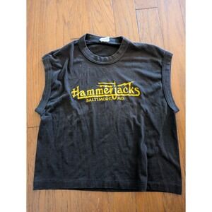Vintage Hammerjacks Baltimore MD Muscle Tee Shirt Signal Black Yellow Large